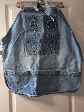 Vtg Tyca Denim Apron Arizona Puff Print Kokopelli Sun Made in USA 100% Cotton